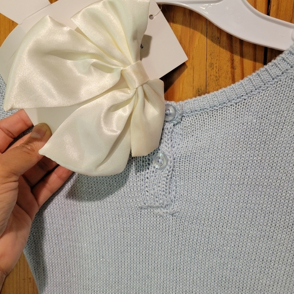 Elegant Blue Knit Kids Dress - Picture 6 of 7